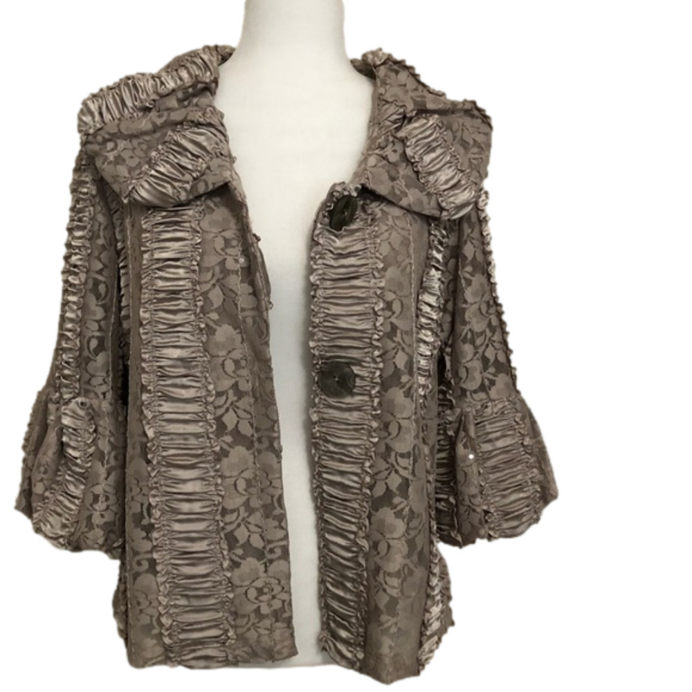 IC Collection Sequins & Lace Jacket Bell Sleeves